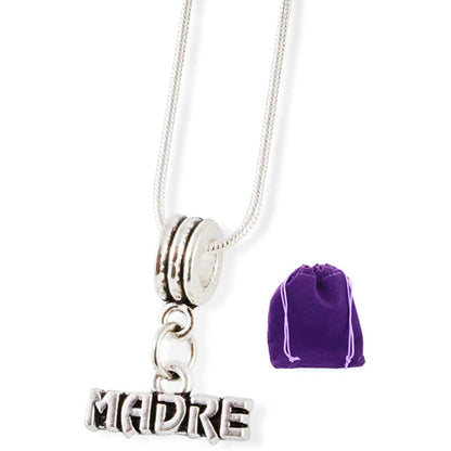 Madre Mother Charm Necklace with Stainless Steel Snake Chain