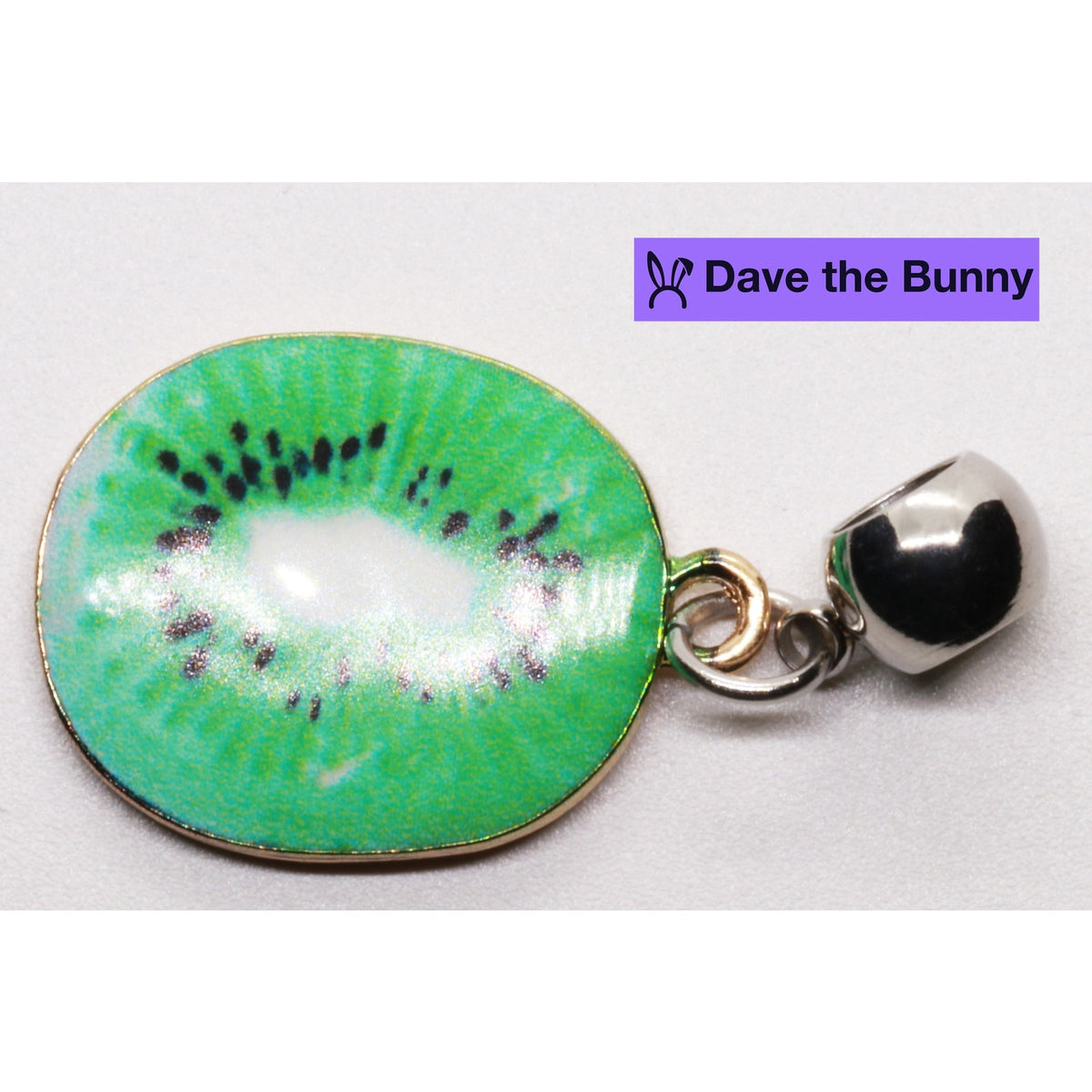 Kiwi Slice Charm Necklace with Stainless Steel Snake Chain