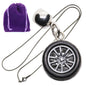 Racing Wheel Charm Necklace with Stainless Steel Snake Chain