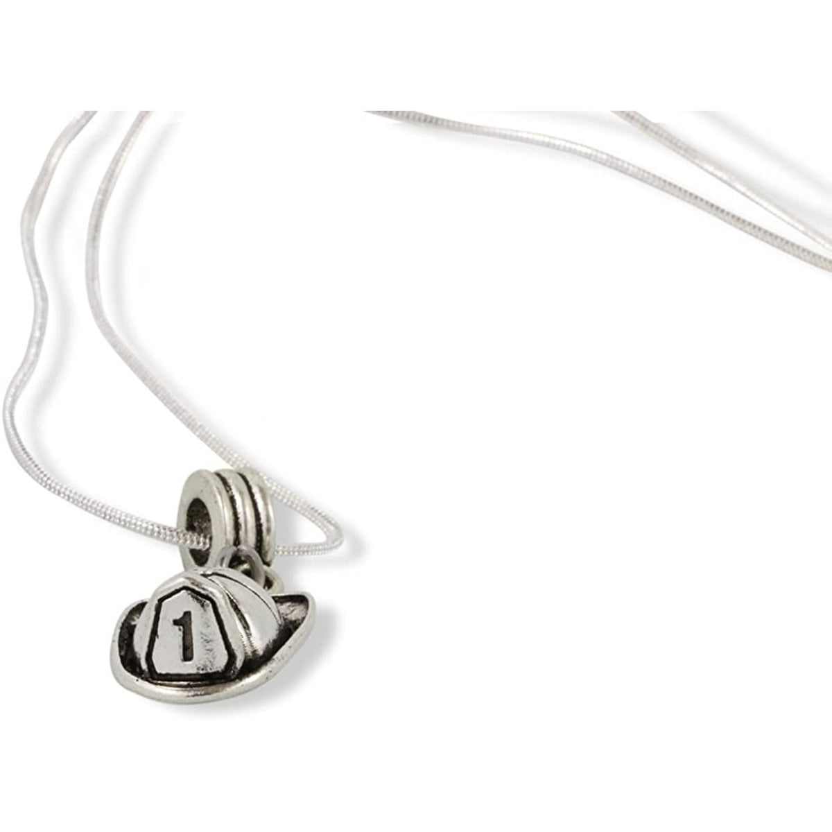 Fireman Helmet Charm Necklace with Stainless Steel Snake Chain