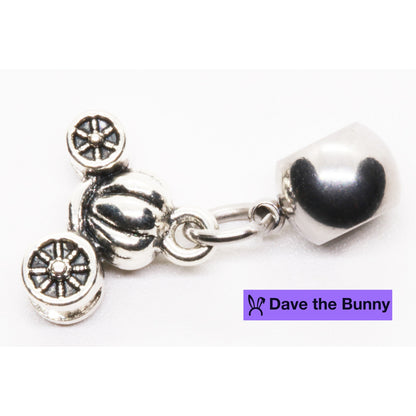 Princess Carriage Ornament Charm with Stainless Steel Connector