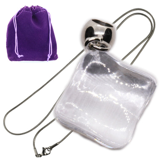 Ice Cube Charm Necklace with Stainless Steel Snake Chain