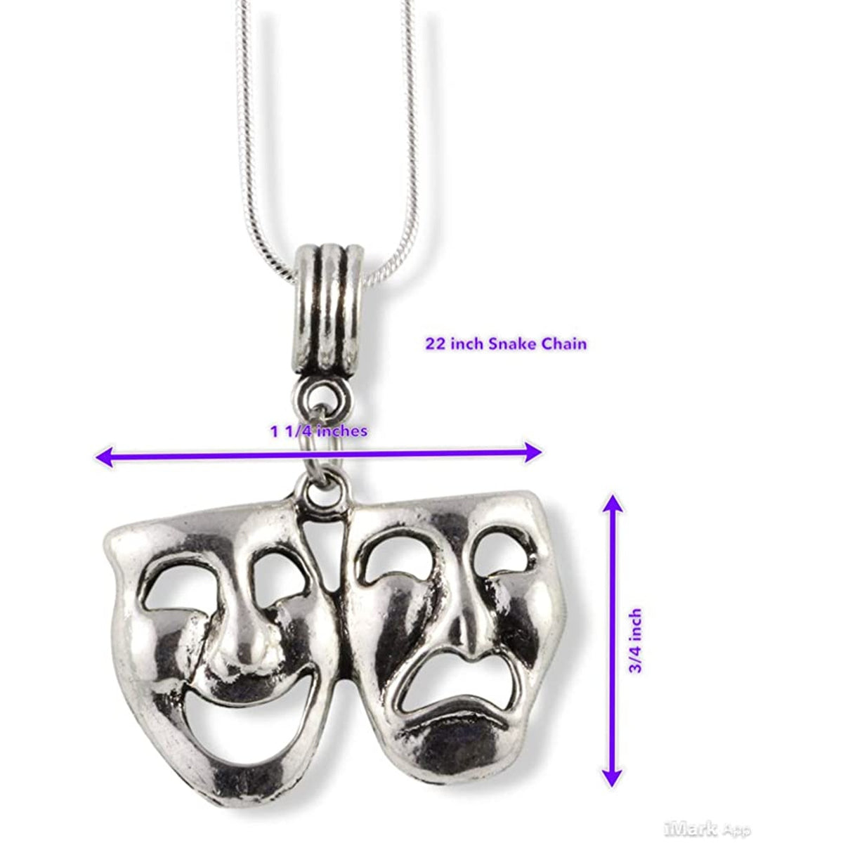 Thespian Charm Necklace with Stainless Steel Snake Chain