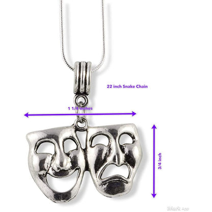 Thespian Charm Necklace with Stainless Steel Snake Chain