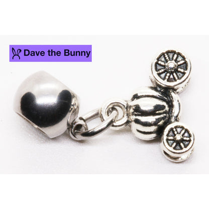 Princess Carriage Ornament Charm with Stainless Steel Connector