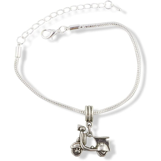 Scooter Bike Charm Bracelet with Stainless Steel Snake Chain