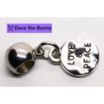 Love Peace Charm with Stainless Steel Connector