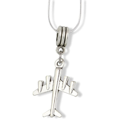 Airplane 4 Engines Charm Necklace with Stainless Steel Snake Chain