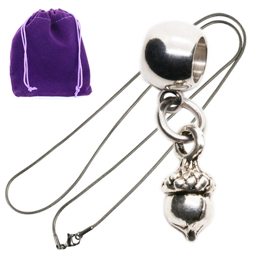 Acorn Charm Necklace with Stainless Steel Snake Chain