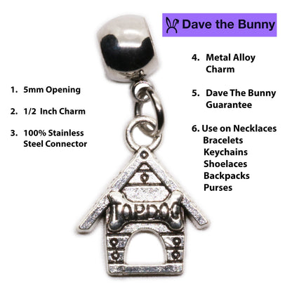 Top Dog House Charm Necklace with Stainless Steel Snake Chain