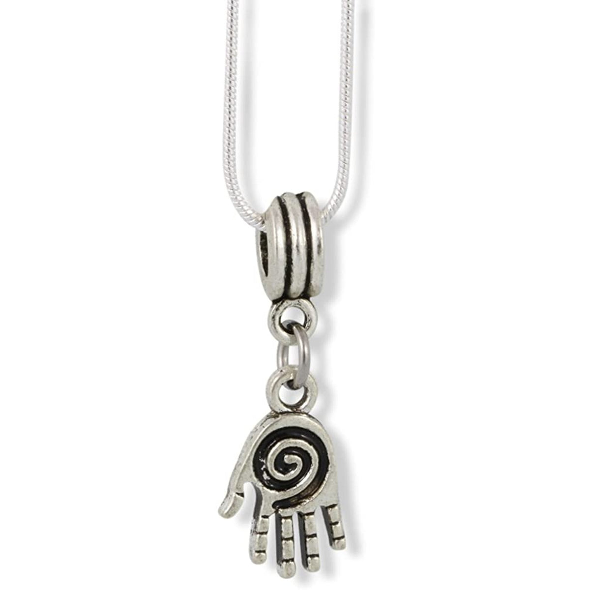 Hamsa Charm Necklace with Stainless Steel Snake Chain