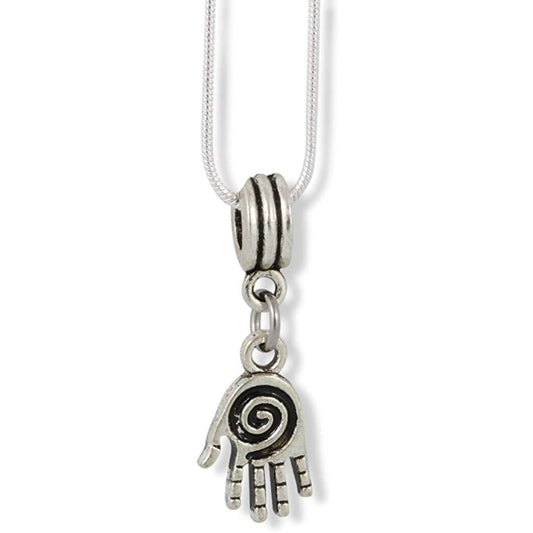 Hamsa Charm Necklace with Stainless Steel Snake Chain