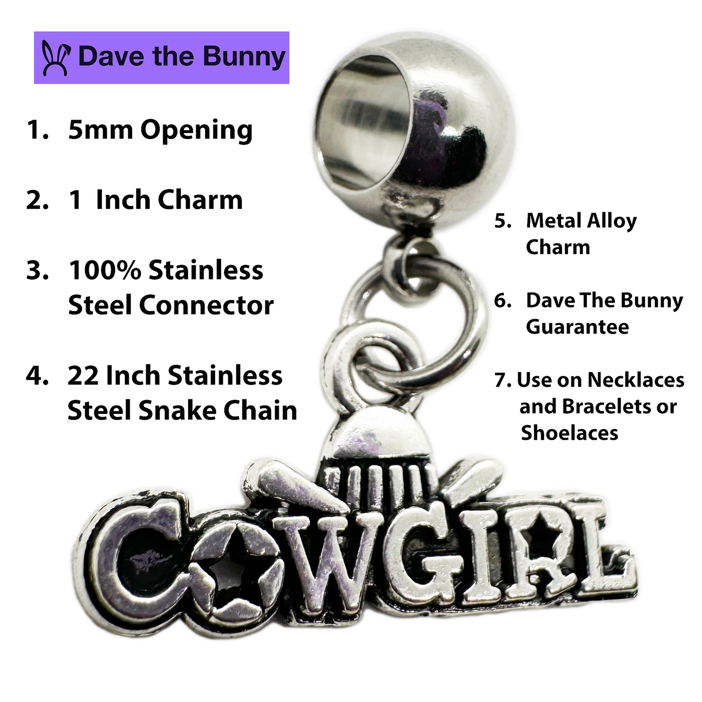 Cowgirl Jewelry for Women - Stainless Steel Snake Chain Necklace with Metal Alloy Cowgirl Hat Charm - Perfect Accessory for Cowgirl Boots Women - Stylish Cowgirl Hats Women Jewelry