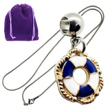 Life Saver Necklace (Blue) - Stainless Steel Snake Chain Necklace with Metal Alloy Charm - Elegant Life Saver Pendant for Life Guard Enthusiasts - Stylish Life Preserver Jewelry for Men and Women