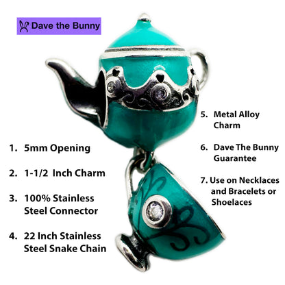 Tea Party Favors for Women - Elegant Stainless Steel Snake Chain with Metal Alloy Charm - Ideal Tea Party Favors, Thoughtful Tea Gifts for Tea Lovers, and Unique Tea Gift Options for Special Occasions