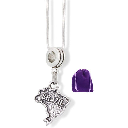 Brazil Country Map Brazilian Charm Necklace