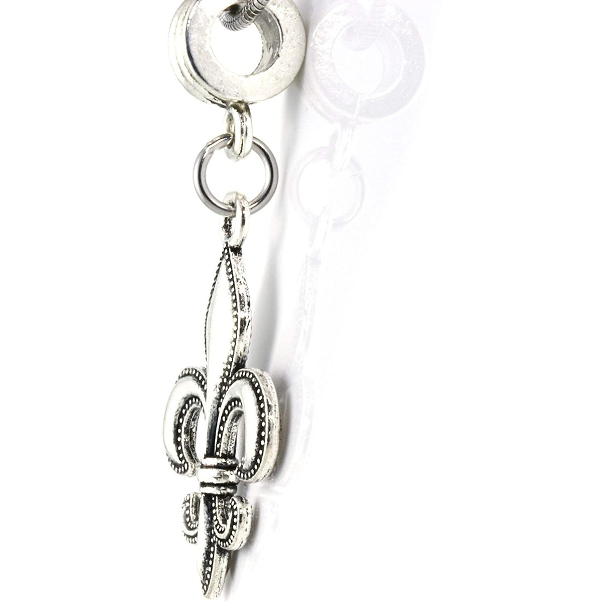 Fleur De Lis Charm Necklace with Stainless Steel Snake Chain