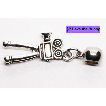 Vintage Action Camera Charm Necklace with Stainless Steel Snake Chain
