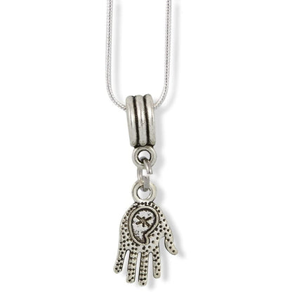 Hamsa Charm Necklace with Stainless Steel Snake Chain