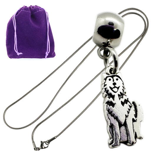 Husky Charm Necklace with Stainless Steel Snake Chain