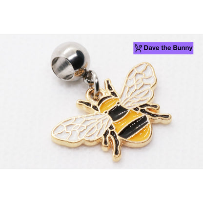 Bee Charms - Bee Decor Stainless Steel Connector with Metal Alloy Charm for Elegant Bumblebee Decorations and Bumblebee Decor