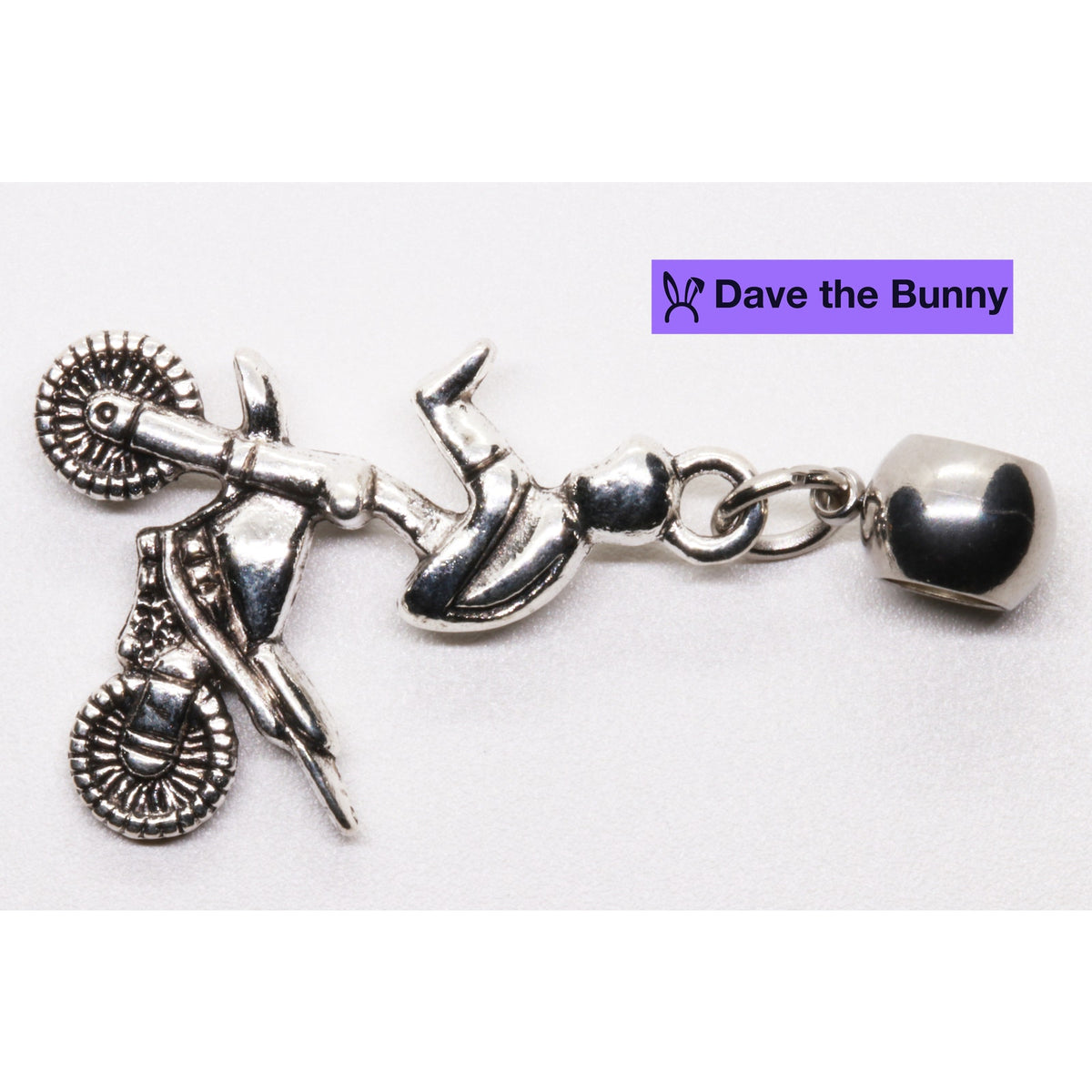 Motocross Charm with Stainless Steel Connector