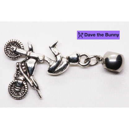 Motocross Charm with Stainless Steel Connector