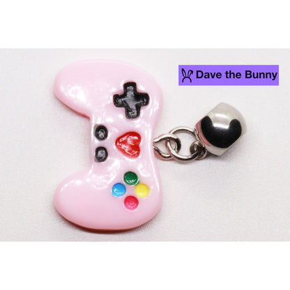 Pink Gaming Controller Charm Necklace with Stainless Steel Snake Chain