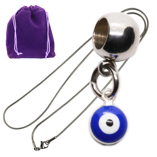 Evil Eye Charm Necklace with Stainless Steel Snake Chain