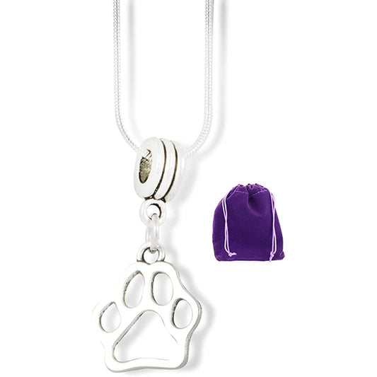 Paw Print Charm Necklace with Stainless Steel Snake Chain