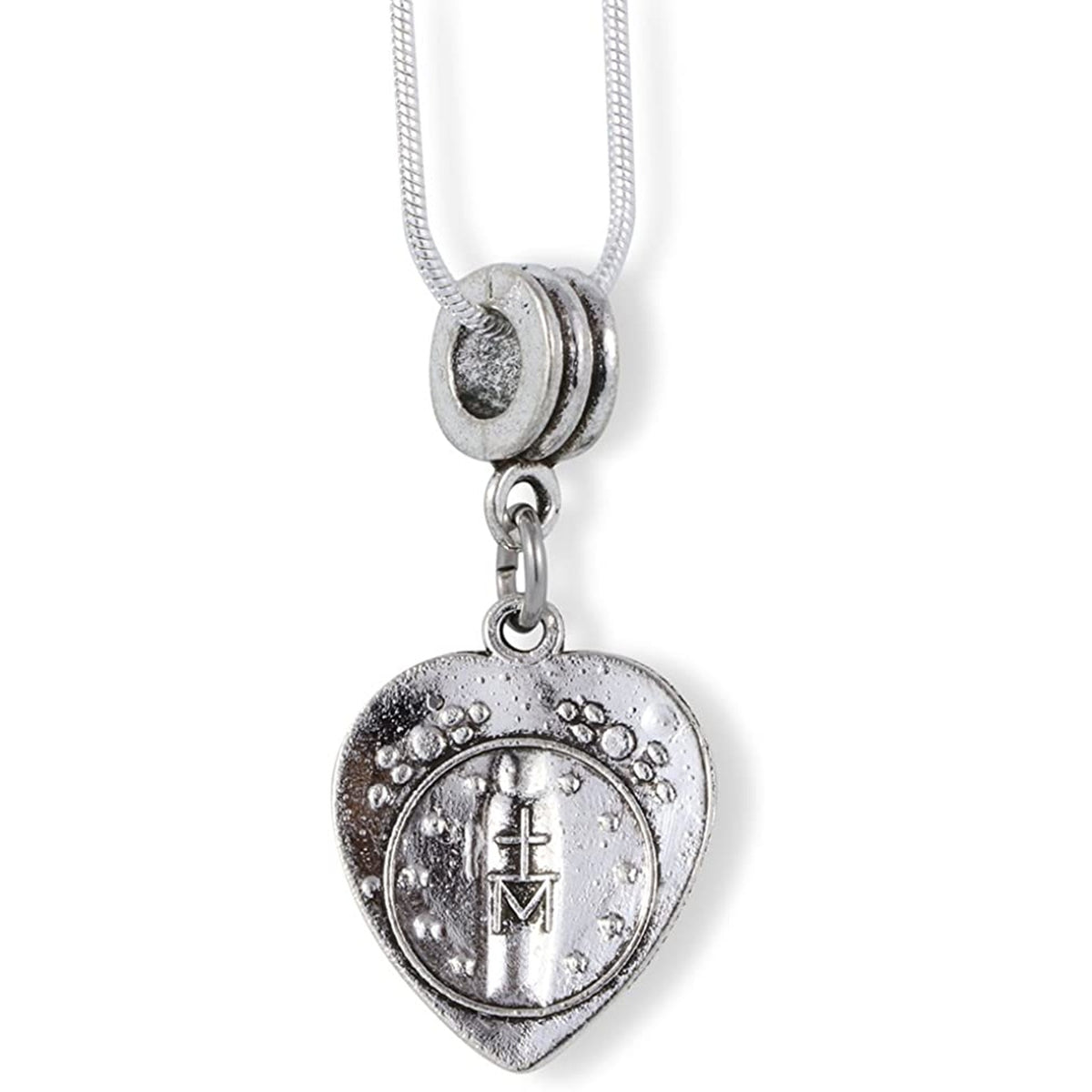 Virgin Mary Charm Necklace with Stainless Steel Snake Chain