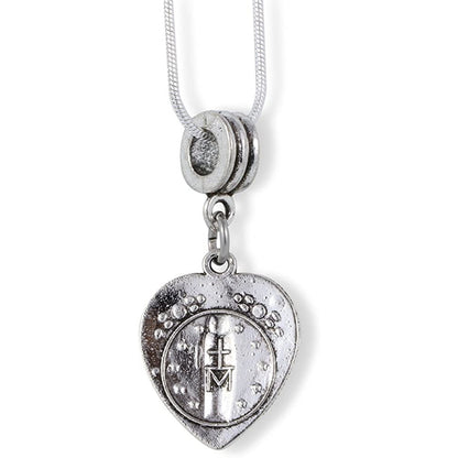 Virgin Mary Charm Necklace with Stainless Steel Snake Chain
