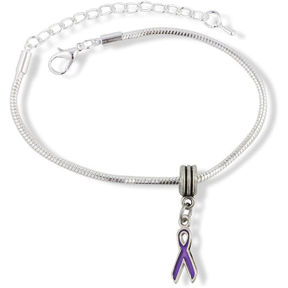 Ribbon Cancer Alzheimer Animal Abuse Charm Bracelet