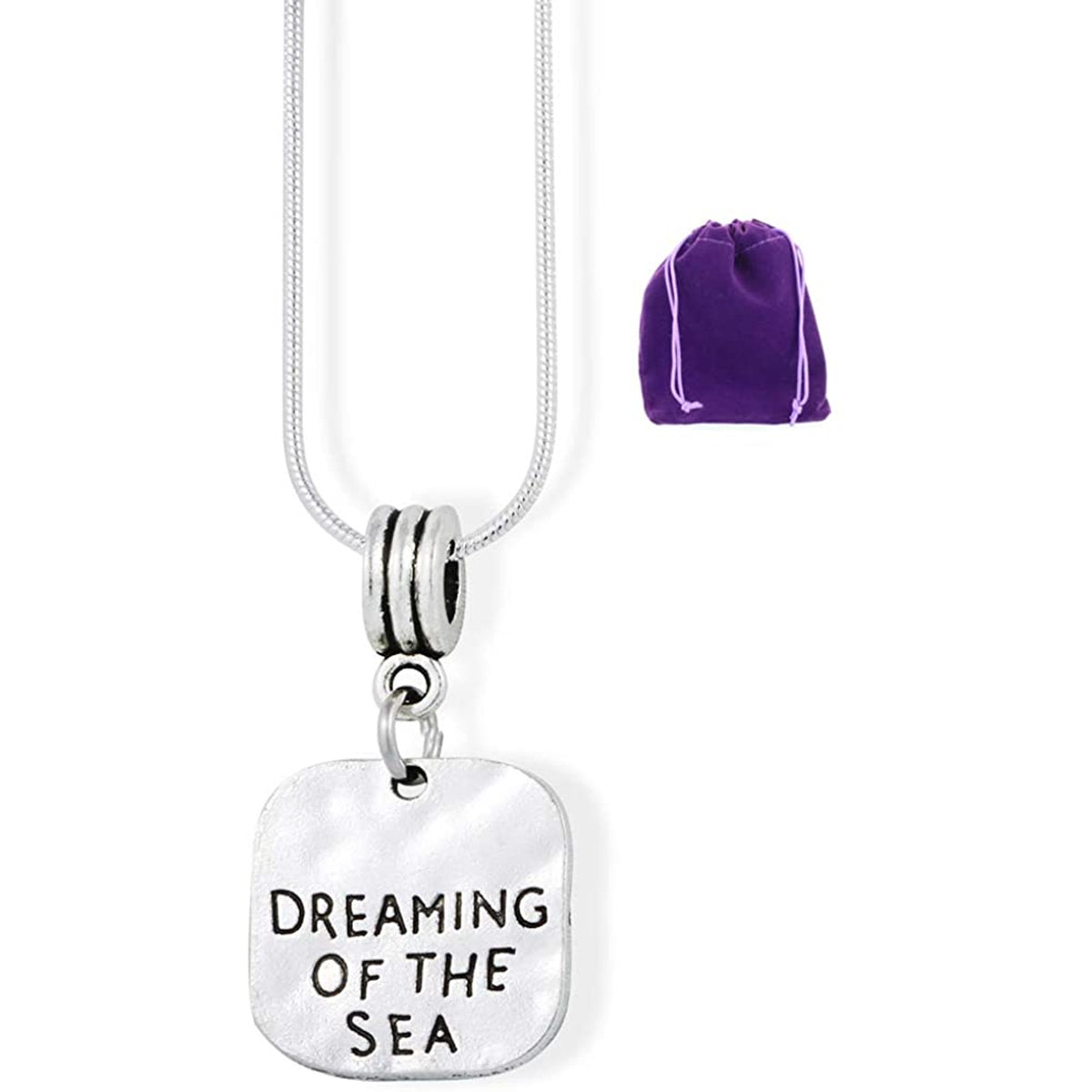 Dreaming Sea Charm Necklace with Stainless Steel Snake Chain