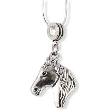 Horse Head Charm Necklace with Stainless Steel Snake Chain