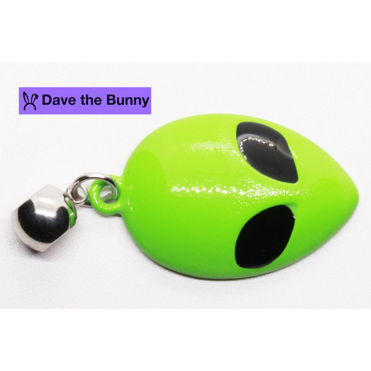 Neon Green Alien Head Charm Necklace with Stainless Steel Snake Chain