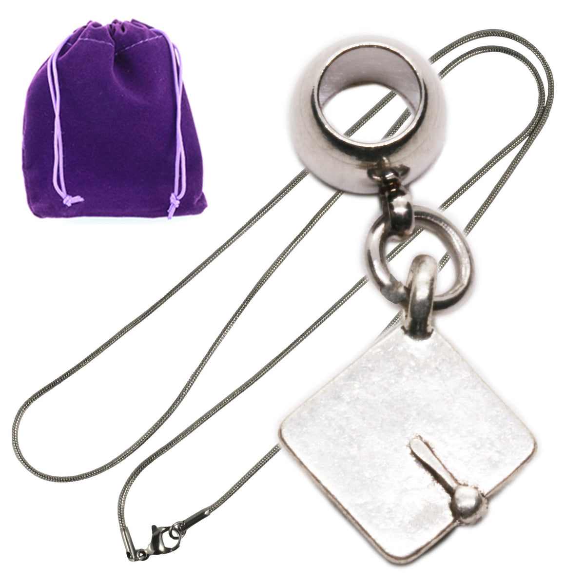 Graduation Charm Necklace with Stainless Steel Snake Chain