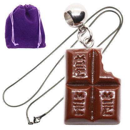 Milk Bar Bite Charm Necklace with Stainless Steel Snake Chain