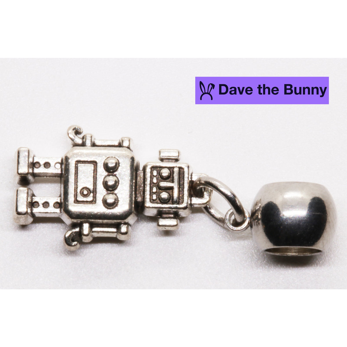 Robot Charm with Stainless Steel Connector