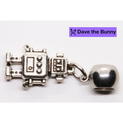 Robot Charm with Stainless Steel Connector