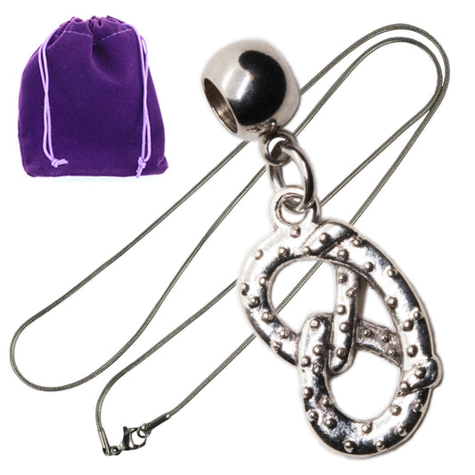 Pretzel Charm Necklace with Stainless Steel Snake Chain