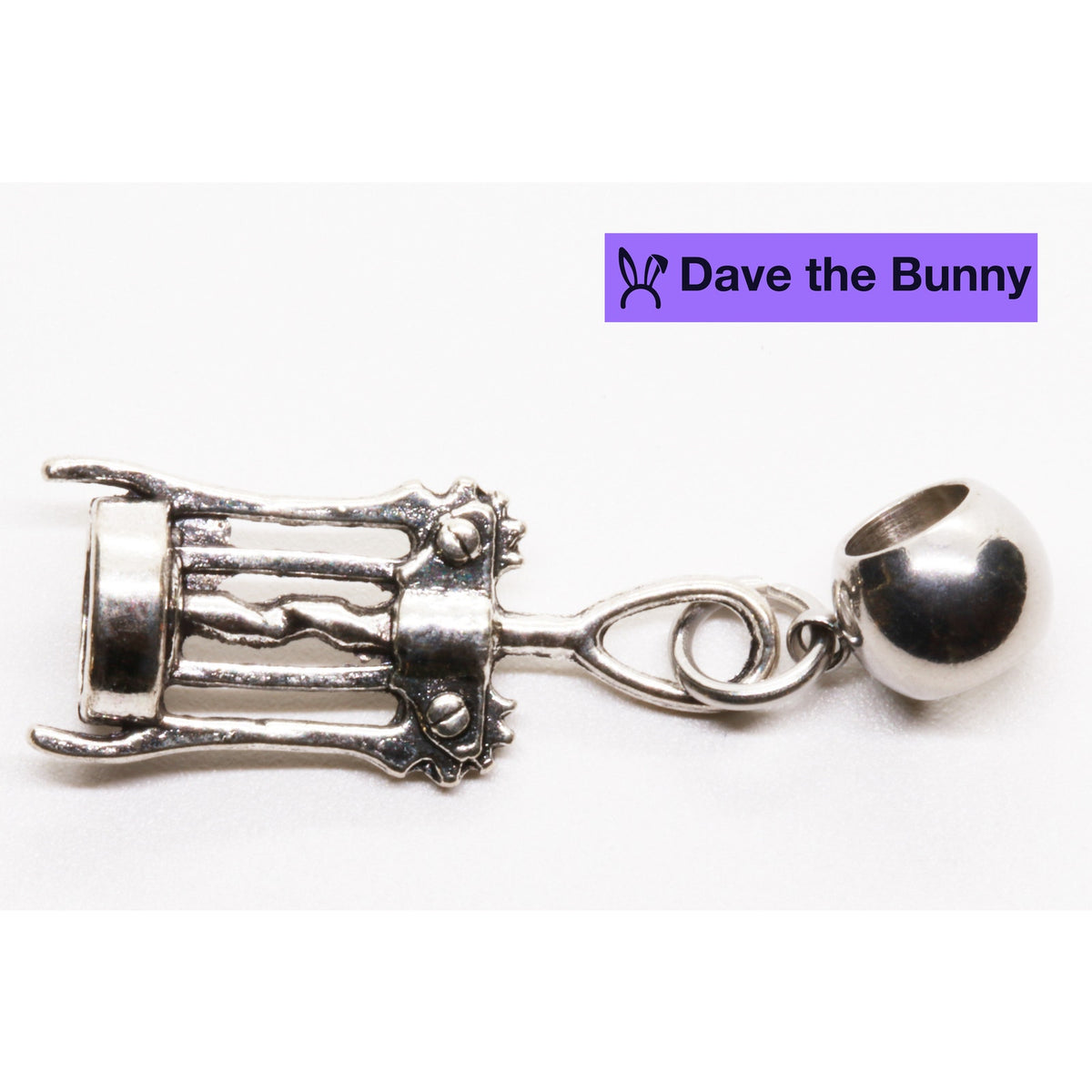Wine Opener Corkscrew Charm with Stainless Steel Connector