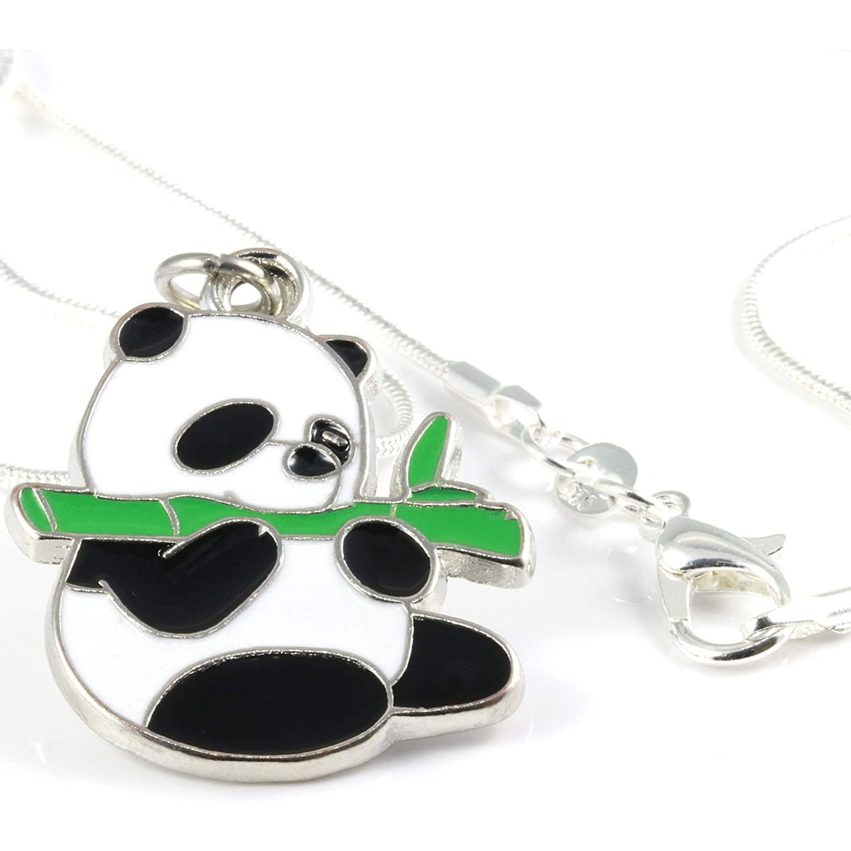 Panda Charm Necklace with Stainless Steel Snake Chain