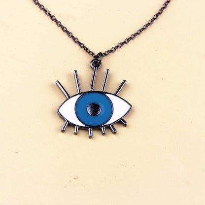 Eye Blue Black Four Lashes Charm Necklace