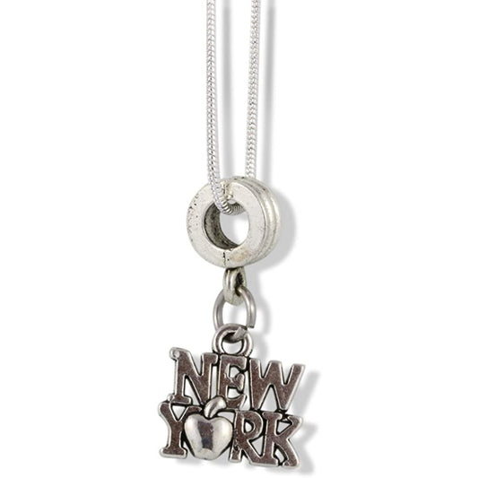 New York Charm Necklace with Stainless Steel Snake Chain