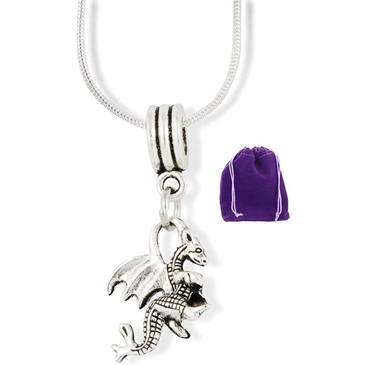 Dragon Mythical Charm Necklace with Stainless Steel Snake Chain