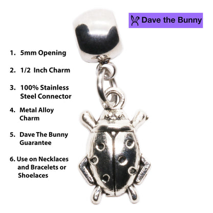 Ladybug Charm Necklace with Stainless Steel Snake Chain