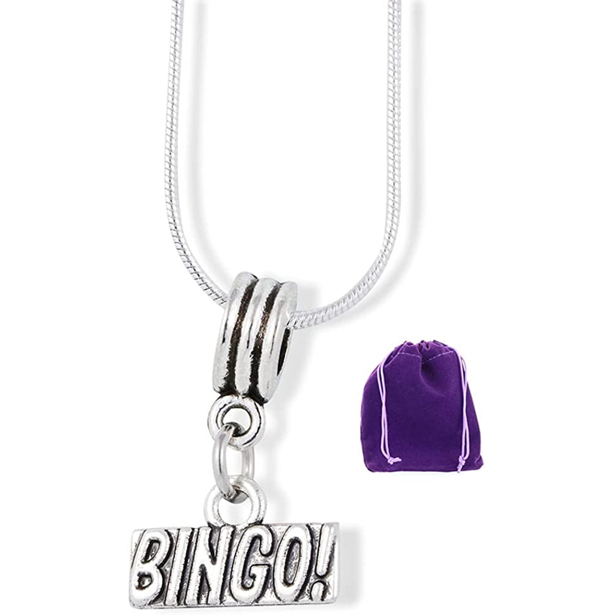 Bingo Charm Necklace with Stainless Steel Snake Chain