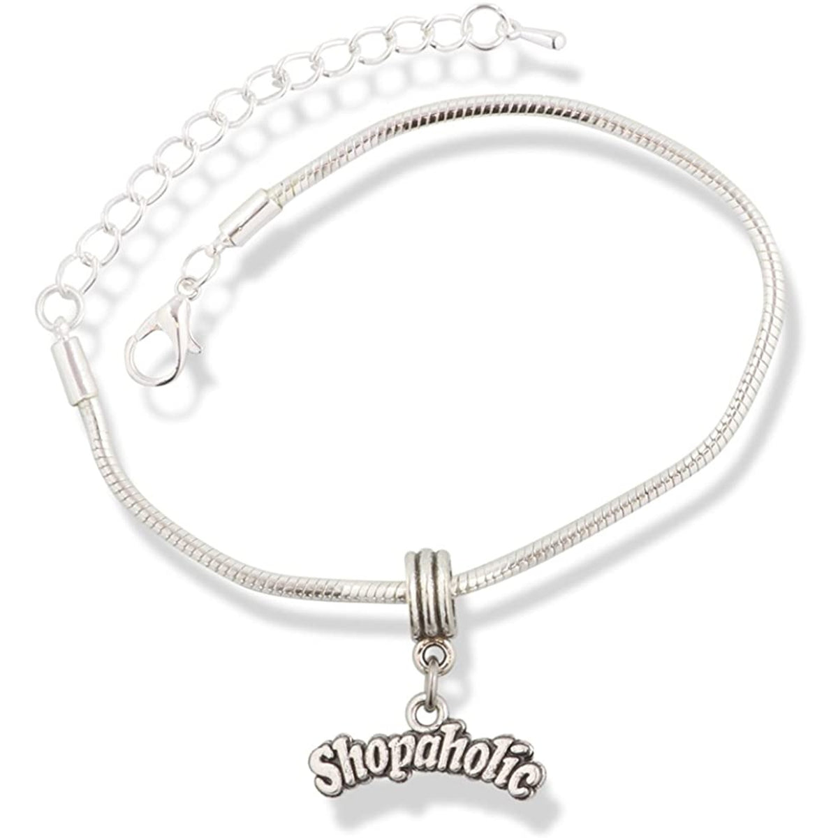 Shopoholic Text Shopping Addiction Charm Bracelet