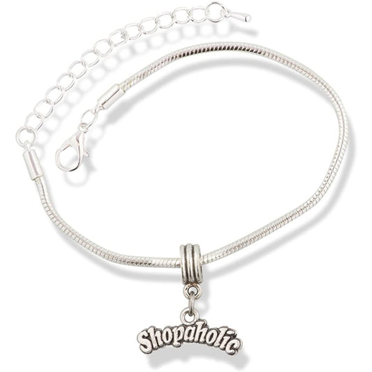 Shopoholic Text Shopping Addiction Charm Bracelet